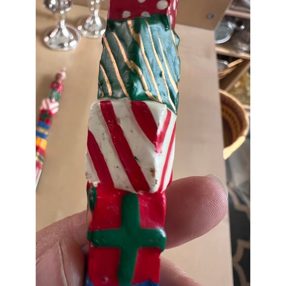 Vintage Giftco Set of 2 Holiday Teddy Bear Taper Candles Stacked Presents  NIB - Picture 10 of 16